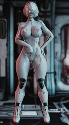1girls 3d big_breasts breasts cleavage female female_only large_breasts latex latex_gloves latex_suit latex_thighhighs nier nier:_automata nipple_bulge nipples solo spread_legs standing stevencarson yorha_2b