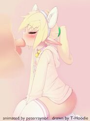 2boys 2d animated blonde_hair blowjob blush cat_ears collar cowbell fellatio femboy girly hoodie_(artist) loop male male/male male_only max_(hoodie) no_sound oral penis peterraynor short_playtime shorter_than_10_seconds shorter_than_30_seconds shorter_than_one_minute simple_background thick_thighs thighhighs trap video yaoi