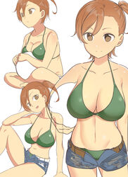 1girls big_breasts bikini_top breasts female female_only gate_-_jieitai_ka_no_chi_nite_kaku_tatakaeri human kuribayashi_shino looking_at_viewer shorts solo