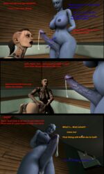 3d alien asari ass begging big_penis blue_skin comic dickgirl fingering futanari intersex jack_(mass_effect) liara_t'soni mass_effect miranda_lawson precum ruined_orgasm source_filmmaker subject_zero wholeroastedchicken