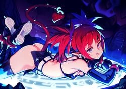 1girls ass breasts cleavage demon demon_girl demon_tail demon_wings disgaea disgaea_1 etna female female_only looking_at_viewer nippon_ichi_software optionaltypo red_hair small_breasts solo tail