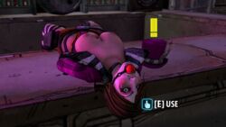 3d arms_behind_back ball_gag big_breasts bondage borderlands borderlands_2 bound breasts busty button_prompt english_text erect_nipples female femsub gag gagged gameplay_mechanics hair_over_one_eye heart imminent_rape kongo large_breasts looking_at_viewer mad_moxxi mascara nipples on_back open_clothes open_shirt red_ball_gag restrained scared solo source_filmmaker tattoo text