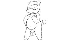 16:9 animal_crossing animated anthro belly canid canine furry highres humanoid_penis loop male male_only mammal monochrome nintendo nude penis raccoon_dog solo tanuki testicles tom_nook uncut vigmarr