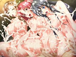 blue_eyes blue_hair censored cum cum_on_body game_cg gangbang group_sex hiiragi_aki hiura_shiori kiryuu_nagisa_(wanna_spartansex_spermax!!!) kuraki_hiro multiple_boys multiple_girls orgasm orgy reverse_cowgirl_position wanna_spartansex_spermax!!!