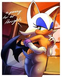 1girls ass backboob blue_eyes breasts dat_ass edit edited elbow_gloves female female_only gloves hand_on_breast looking_back naked nancher rouge_the_bat sonic_(series) sonic_the_hedgehog_(series) white_fur white_hair