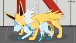 16:9 after_transformation animated eeveelution electric feral glaceon hypnosis ice jolteon male male/male male_only mind_control nintendo pokémon_(species) pokemon pokemon_(species) rubber sex short_playtime tftuesday transformation video_games widescreen