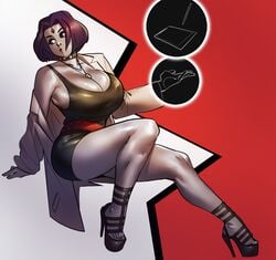 1girls alternate_breast_size big_breasts busty cleavage cosplay dc dc_comics feet female female_only goth huge_breasts large_breasts open_toe_shoes persona persona_5 ph purple_hair rachel_roth raven_(dc) short_hair sitting solo tae_takemi_(cosplay) teen_titans thick_thighs toes wide_hips