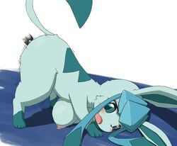 1boy 1girls 4_toes all_fours ambiguous_penetration ass ass_up big_breasts blue_eyes blue_fur blue_paws blush breasts busty_feral disembodied_penis doggy_style eeveelution eye_contact female female_focus feral fur glaceon head_down koorinezumi larger_male leg_markings long_ears looking_at_viewer male male_penetrating markings nintendo nipples open_mouth penetration penis pokémon_(species) pokemon pokemon_dppt raised_tail sex shaking size_difference smaller_male snout socks_(marking) thick_thighs toes tongue trembling video_games wide_hips