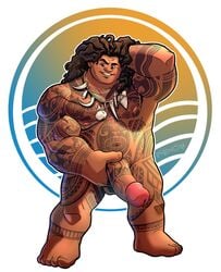 disney evosapien male male_only maui moana nipples penis solo tattoo