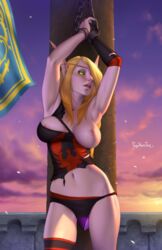 1girls areolae big_breasts blizzard_entertainment blood_elf breasts female female_only large_breasts looking_at_viewer nipples penetration solo tagovantor vaginal_penetration vell(vellektra) warcraft world_of_warcraft