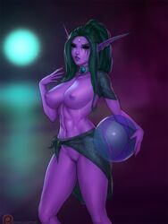 1girls 2019 abs areolae blizzard_entertainment breasts female female_only freli night_elf night_elf_night_warrior night_warrior nipples pussy solo tyrande_whisperwind warcraft world_of_warcraft