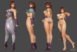 1girls 2018 3d boots breasts brown_hair crossbow dress female hokuto_no_ken human large_breasts light-skinned_female light_skin lin_(hokuto_no_ken) long_hair marcelievsky medium_breasts multiple_views nipples nude panties pubic_hair pussy shounen_jump standing weapon white_panties