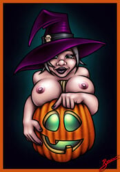 bushido dwarf dwarf_female female halloween jack-o'-lantern nipples witch_hat world_of_warcraft