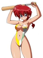 blue_eyes breasts female kokera looking_at_viewer navel pigtail ranma-chan ranma_1/2 ranma_saotome red_hair rule_63 solo tagme