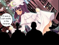 1boy 1girls 2robots crow_t_robot english_text mike_nelson mst3k mystery_science_theater_3000 patchouli_knowledge speech_bubble tom_servo touhou transparent_background