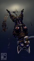 anthro arms_behind_back bondage crying female latex male oral_insertion penis penis_milking prisoner pussy qr_code rape suspension upside-down vaginal_insertion