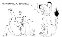 1girls 2003 asthexiancal feline female feral fur furry kemono kimba kimba_the_white_lion kitty_(kimba) lion mammal sketch tail