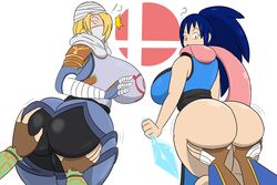 ! 2girls ? alternate_breast_size alternate_outfit ambiguous_gender anthro ass ass_grab big_ass big_breasts bodysuit breasts breath_of_the_wild champion's_tunic crossover curvy dat_ass eye_contact female greninja groping huge_ass huge_breasts human humanized humanoid igphhangout kunoichi large_ass large_breasts link link_(breath_of_the_wild) looking_at_viewer mizu_(igphhangout) multiple_girls nintendo pokemon pokemon_(species) pokemon_xy pov sheik sheikah source_request stealth_chest_guard stealth_tights super_smash_bros. super_smash_bros._ultimate the_legend_of_zelda thick_thighs voluptuous wide_hips