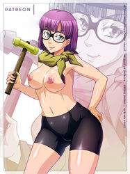 1girls afterimage belly bike_shorts breasts breasts_out chrono_trigger eyebrows eyelashes female female_focus female_only glasses hair hammer hand_on_hip highres holding holding_object human lips lipstick looking_at_viewer lucca lucca_ashtear mostly_nude navel nipples pants patreon purple_hair pussy scarf short_hair short_purple_hair skin_tight solo solo_focus spats square_enix thick_thighs thighhighs thighs vagina video_games