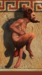 balls beard big_penis dionysianartist flaccid hyper_penis long_penis male male_only meander penis priapus_(greek_mythology) satyr solo