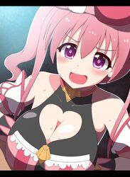 animated censored female huge_breasts large_penis mosaic_censoring paizuri pink_hair smile yuzutei