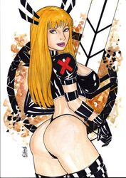 ass black_thong blonde_hair blue_eyes breasts curvy ed_benes_studio elberty_(artist) female magik_(illyana_rasputin) marvel marvel_comics thighhighs thighs thong thong_pull voluptuous x-men