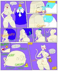 adventure_time anal anonymous_artist anthro ass belly big_belly big_breasts big_butt breasts burping butt_transformation cartoon_network comic crown digestion domestic_cat duo felid feline felis female genitals hi_res human humanoid ice_king kissing_ass male mammal me-mow money_bag nipples nude presenting presenting_hindquarters presenting_pussy princess_bubblegum pussy shape_shifter slapping_butt unknown_artist vore