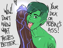 2boys beast_boy big_penis boner cyborg_(dc) dark-skinned_male dark_skin dc dc_comics erection foreskin foreskin_folds gagues gay interracial kiddeathx_(artist) male male_only nude pointy_ears teen_titans yaoi