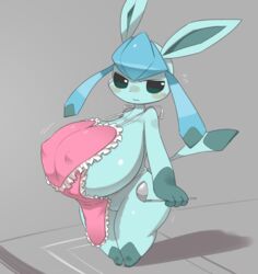 1girls 3_fingers 3_toes anthro anthrofied apron apron_only ass big_ass big_breasts big_ears big_eyes blue_eyes blue_fur blush breasts canine chubby clothing digital_media_(artwork) eeveelution erect_nipples eye_contact female female_only furry glaceon grey_background hi_res holding huge_breasts large_breasts long_breasts long_ears looking_at_viewer mammal mostly_nude naked_apron nintendo nipple_outline nude obikuragetyan paws pokémon_(species) pokemon pokemon_(species) pokemon_dppt pose pussy sagging_breasts shadow shortstack sideboob solo standing tail thick_thighs top_heavy video_games wide_hips