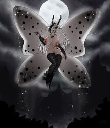 absurd_res animal_humanoid antennae anthro big_breasts big_nipples breasts butterfly_wings curvy female flying full_moon hi_res huge_nipples humanoid insect insect_wings leilan lepidopteran lepidopteran_humanoid lepidopteran_wings moon moth moth_girl moth_wings naked_thighhighs necklace night nipple_piercing nipple_rings nipples nude piercing solo subtle_pussy thick_nipples white_hair wings