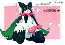 absurd_res ai_generated animal_genitalia animal_penis anthro balls big_penis blush bodily_fluids canine_penis closed_eyes cum cumshot cute_fangs ejaculation erection fur generation_9_pokemon genital_fluids genitals heart hellsonger hi_res kneeling knot looking_pleasured male mammal masturbation meowscarada nintendo open_mouth orgasm orgasm_face penile penile_masturbation penis pokemon pokemon_(species) scarf simple_background smile solo thick_thighs two_handed_masturbation