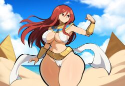 ai_generated costume desert egyptian_clothes erza_scarlet fairy_tail female large_breasts mullon novelai revealing_clothes solo thick_thighs