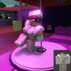 1girls 3d ass big_breasts blonde_hair breasts catsulithr34 clothed pole_dancing reference_image roblox roblox_avatar robloxian self_upload tagme thighs