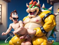 2boys abs ai_generated anthro anthro_dominating_human anthro_penetrating_human balls bara big_balls big_dom_small_sub big_muscles big_nipples big_pecs big_penis booster_rex bowser carrying carrying_partner cum cum_drip cum_in_ass cum_inside cum_on_ass cum_on_body cum_on_penis cum_while_penetrated cumshot daddy dilf dominant dominant_anthro dominant_male duo ejaculation erect_nipples erection fangs frottage gay green_body holding_partner horn huge_balls huge_cock huge_muscles huge_nipples huge_pecs human human_on_anthro humansub hunk interspecies koopa larger_anthro larger_male luigi male male_only mario_(series) multicolored_body muscular muscular_anthro muscular_male navel nintendo nipples nude orgasm pecs penis red_hair reptile scalie simultaneous_orgasms size_difference smaller_human smaller_male spiked_bracelet spiked_collar spiked_shell stand_and_carry_position standing standing_sex submissive submissive_human submissive_male super_mario_bros. yellow_body