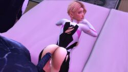 1boy 1girls cum_in_ass gwen_stacy marvel marvel_comics spider-gwen the_sims_4 venom_(marvel)