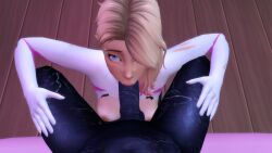 1boy 1girls blowjob breasts duo fellatio female gwen_stacy male/female marvel marvel_comics penis spider-gwen the_sims_4 venom_(marvel)