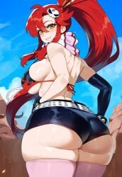 ai_generated ass ass_focus big_ass big_butt bikini black_shorts bubble_ass bubble_butt creamy_ai curvy dat_ass fat_ass from_behind huge_ass large_ass large_breasts long_hair pink_thighhighs red_hair short_shorts shorts sideboob tengen_toppa_gurren_lagann thick_ass thick_thighs wide_hips yellow_eyes yoko_littner