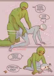 2boys abi_sandia argentina_(countryhumans) brazil_(countryhumans) countryhumans gay gay_sex hand_on_thigh on_bed penis_in_ass surprised_expression tagme