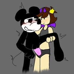 andromorph anthro binder_(clothing) blush blushing brown_hair color colored crown cuntboy cuntboy_penetrated demon_horns disney goodbudsog_(artist) horns human human/anthro human_on_anthro ibispaintx intersex interspecies mickey_mouse mickussy mouse nizisbizzy nizisbizzy_(oc) nizzysworldv2 not_my_oc oc pussy pussy_juice repost reupload simple_background standing_sex strap-on strap-on_in_pussy strap-on_sex tremble_spikes twitter_link vaginal_penetration