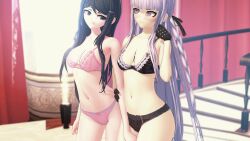 2girls 3d big_breasts busty danganronpa danganronpa:_trigger_happy_havoc female female_only hourglass_figure huge_breasts human kirigiri_kyouko koikatsu large_breasts large_breasts_lesbian lesbian_couple lingerie long_hair maizono_sayaka multiple_girls purple_hair voluptuous voluptuous_female yuri