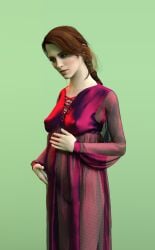 1girls 3d alphadogee belly big_belly brown_hair clothed clothing emma_watson female female_only harry_potter hermione_granger nipple_bulge nipple_outline nipples pregnant solo solo_female