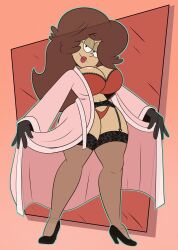 bra commission ghost lingerie madame_buxine mature_female nickelodeon nicktoons oc original_character panties picot_trim picot_trim_panties red_bra red_panties robe sonson-sensei straight_hair the_loud_house thunderfoxjt