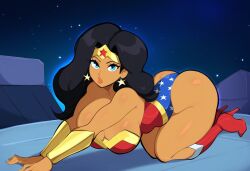 ai_generated amazon amazonian ass big_ass big_butt dc dc_comics female large_breasts lipstick looking_at_viewer mullon novelai superheroine tan_skin thick_thighs voluptuous wonder_woman wonder_woman_(series)