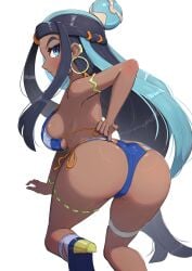 1girls ass black_hair breasts brown_skin dark-skinned_female dark_skin dat_ass female game_freak gonzarez huge_ass long_hair nessa_(pokemon) nintendo pokemon pokemon_ss