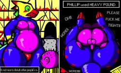 anal anal_sex anthro ass balls big_butt body_hair bulge butt_hair clothed clothing colorful_theme comic dialogue digital_media_(artwork) dragon duo from_front_position gayguyfella genitals hairy_balls hi_res huge_butt human human_on_anthro instant_loss_2koma interspecies male male/male male_penetrated male_penetrating male_penetrating_male mammal mating_press multicolored_body mythological_creature mythological_scalie mythology penetration penis scalie sex size_difference slightly_chubby small_dom_big_sub space_funeral swamptrogg tail text thick_thighs underwear wide_hips