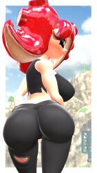 3d a_normal_inkling angry_face backshots big_ass big_breasts clothed female_only looking_at_viewer octarian octoling octoling_girl octoling_rival outdoors red_hair self_upload sfm solo source_filmmaker splatoon splatoon_(series)