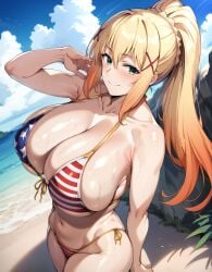 1girls ai_generated alternate_breast_size beach big_breasts bikini bostin breasts busty curvaceous curvy curvy_body curvy_female curvy_figure darkness_(konosuba) female huge_breasts kono_subarashii_sekai_ni_shukufuku_wo! large_breasts outdoors ponytail solo sweat sweating sweaty sweaty_body sweaty_breasts thick_thighs thighs venus_body voluptuous water