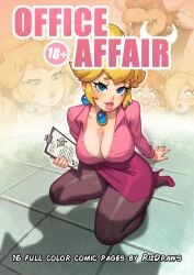 1girls 2024 alternate_costume blonde_hair blue_eyes blushing_at_viewer bowser cleavage comic comic_page female looking_at_viewer mario_(series) princess_daisy princess_peach princess_rosalina rizdraws