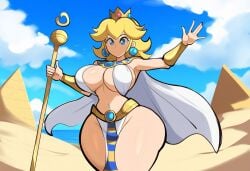 ai_generated costume desert egyptian_clothes female large_breasts mario_(series) mullon nintendo novelai princess princess_peach revealing_clothes solo thick_thighs