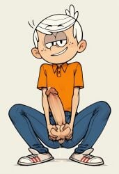 ai_generated big_balls big_penis front_view gay grabbing_balls lincoln_loud male_only precum the_loud_house